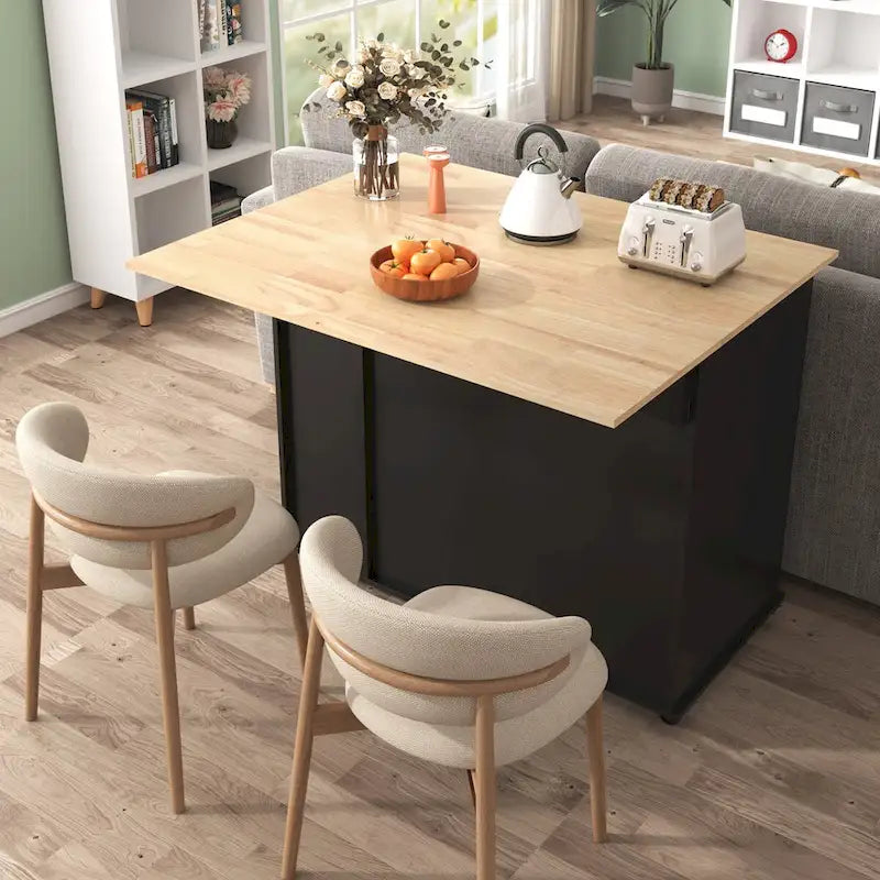 Isola da Cucina con Anta a Ribalta,Carrello Contenitore da Cucina con Organizer Estraibile a 3 Livelli,Carrello da Cucina su Ruote con Porta Asciugamani