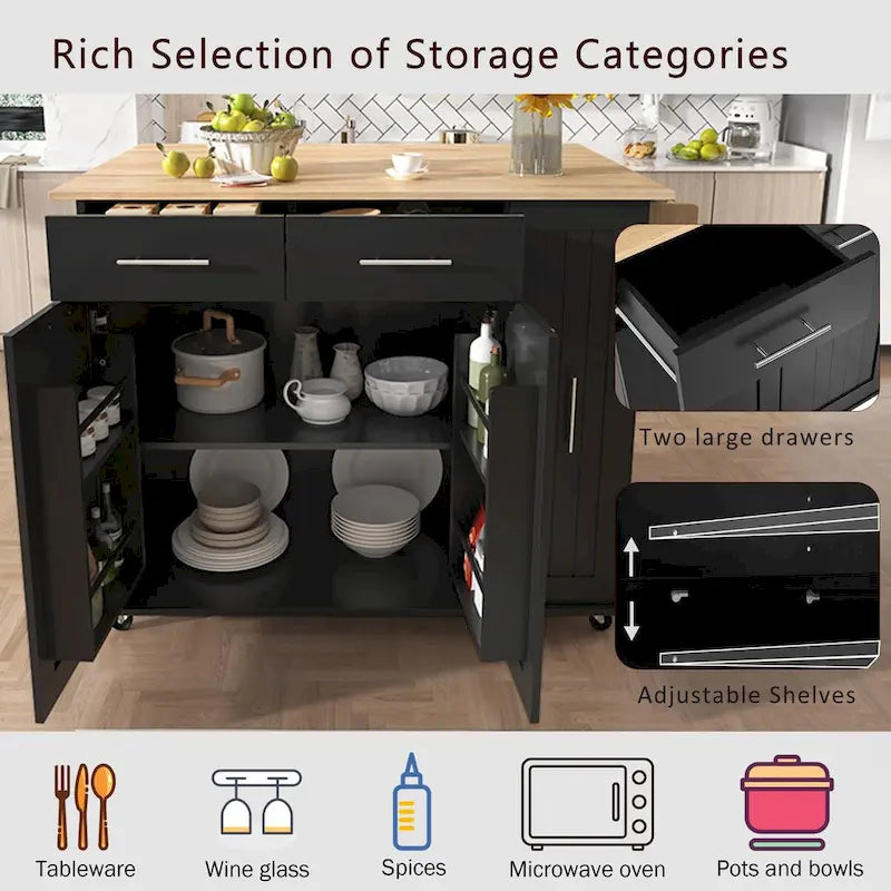 Isola da Cucina con Anta a Ribalta,Carrello Contenitore da Cucina con Organizer Estraibile a 3 Livelli,Carrello da Cucina su Ruote con Porta Asciugamani