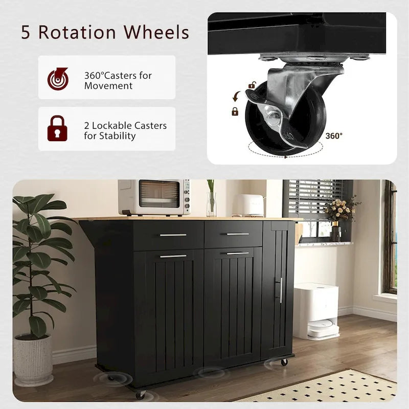 Isola da Cucina con Anta a Ribalta,Carrello Contenitore da Cucina con Organizer Estraibile a 3 Livelli,Carrello da Cucina su Ruote con Porta Asciugamani