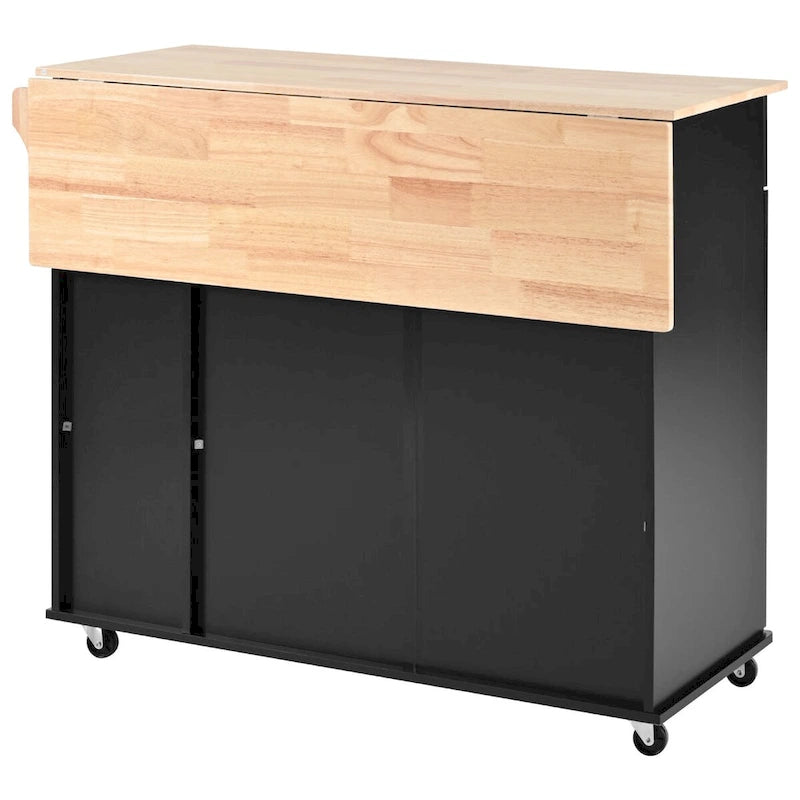 Isola da Cucina con Anta a Ribalta,Carrello Contenitore da Cucina con Organizer Estraibile a 3 Livelli,Carrello da Cucina su Ruote con Porta Asciugamani