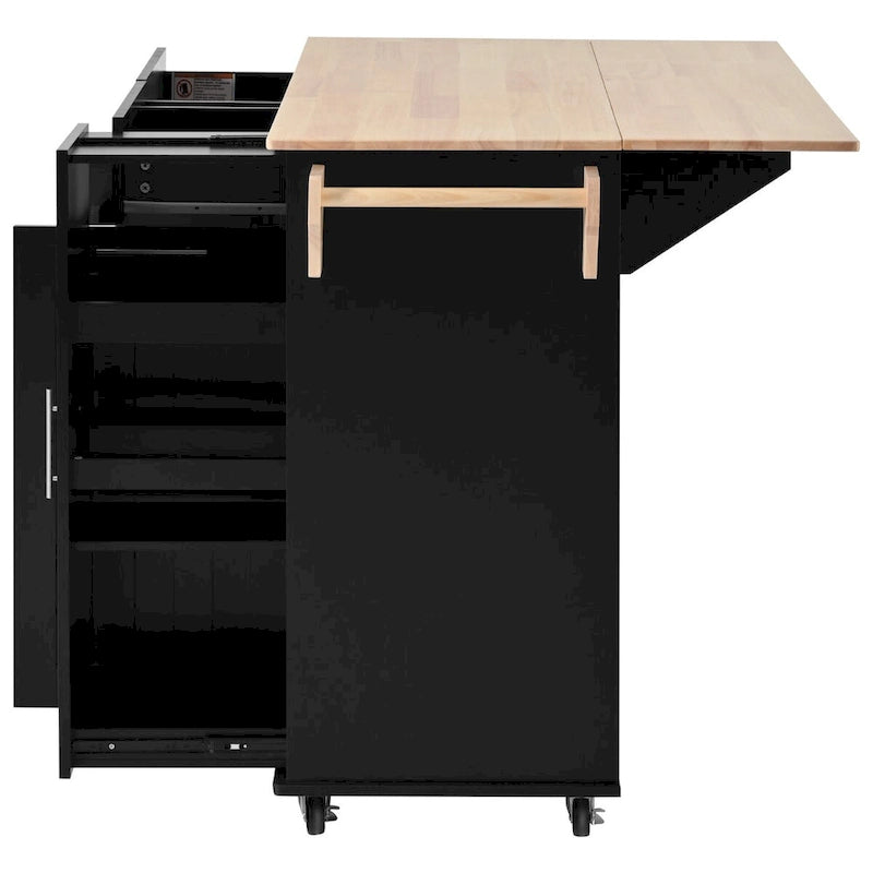 Isola da Cucina con Anta a Ribalta,Carrello Contenitore da Cucina con Organizer Estraibile a 3 Livelli,Carrello da Cucina su Ruote con Porta Asciugamani