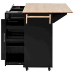 Isola da Cucina con Anta a Ribalta,Carrello Contenitore da Cucina con Organizer Estraibile a 3 Livelli,Carrello da Cucina su Ruote con Porta Asciugamani