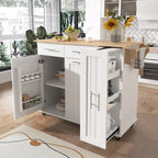 Isola da Cucina con Anta a Ribalta,Carrello Contenitore da Cucina con Organizer Estraibile a 3 Livelli,Carrello da Cucina su Ruote con Porta Asciugamani
