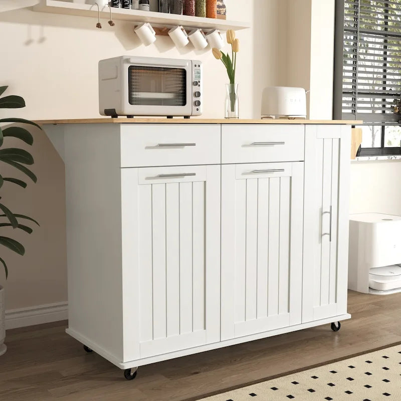 Isola da Cucina con Anta a Ribalta,Carrello Contenitore da Cucina con Organizer Estraibile a 3 Livelli,Carrello da Cucina su Ruote con Porta Asciugamani