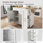 Isola da Cucina con Anta a Ribalta,Carrello Contenitore da Cucina con Organizer Estraibile a 3 Livelli,Carrello da Cucina su Ruote con Porta Asciugamani