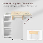 Isola da Cucina con Anta a Ribalta,Carrello Contenitore da Cucina con Organizer Estraibile a 3 Livelli,Carrello da Cucina su Ruote con Porta Asciugamani